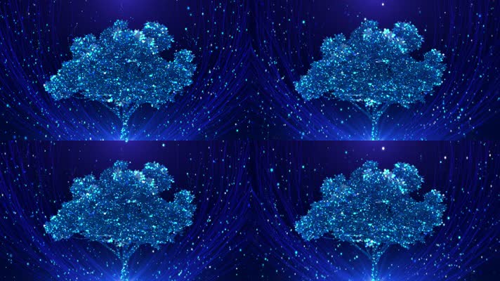 4K蓝色粒子树背景