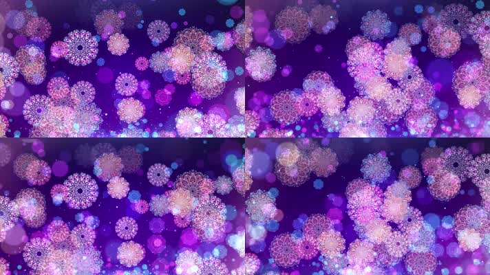 4K唯美彩色梦幻雪花背景