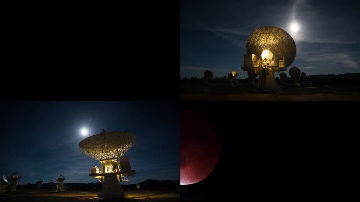 天文台夜晚星空月亮天文研究延时拍摄
