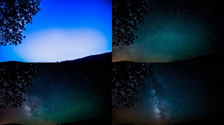 夜晚星空延时拍摄银河系