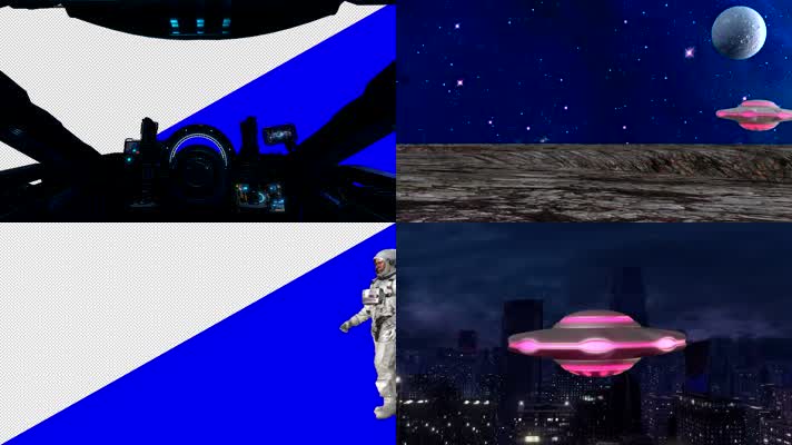 2组透明遮罩飞碟宇航员