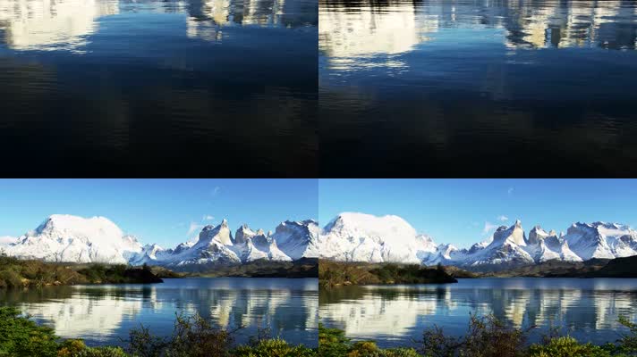 4K拍摄雪山下的湖