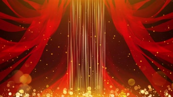 4K金色粒子党政红绸背景