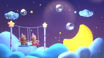 可爱卡通熊秋千背景