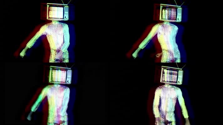 跳舞霓虹电视人舞台背景