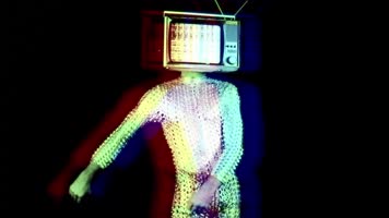 跳舞霓虹电视人舞台背景