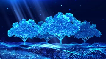4K唯美蓝色粒子树背景