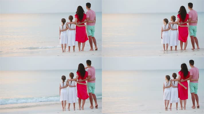 一家人海滩幸福生活