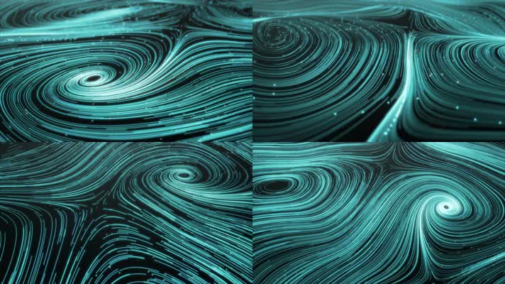 【4K】蓝色螺旋波浪唯美线条