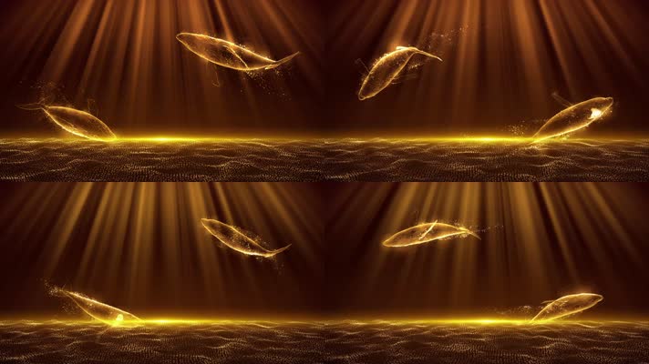 4K金色鲸鱼天空游荡