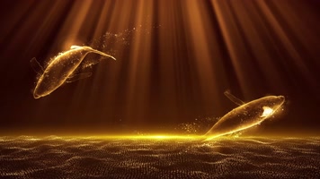 4K金色鲸鱼天空游荡