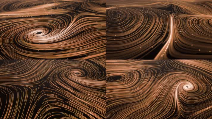 【4K】金色螺旋波浪唯美线条