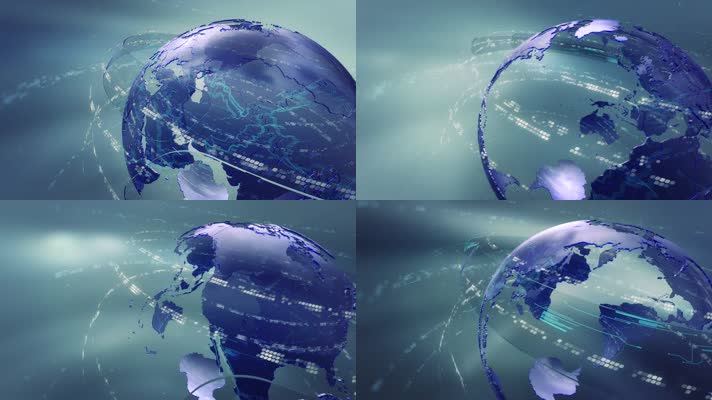 粒子网格地球科技背景HUD