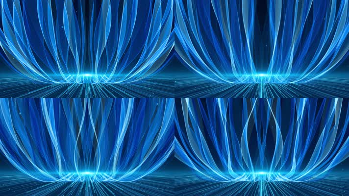 4K蓝色绸带大气晚会背景