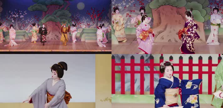 日本传统舞蹈，日本艺伎跳舞舞台表演演出