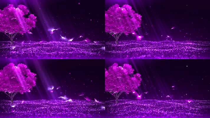 4K梦幻粉色粒子蝴蝶飞舞背景