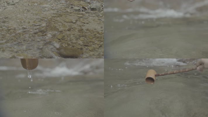 透彻纯净清澈见底纯天然生态小泉水水滴溪流