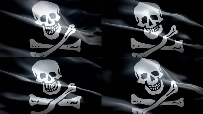 海盗骷髅logo旗帜飘扬