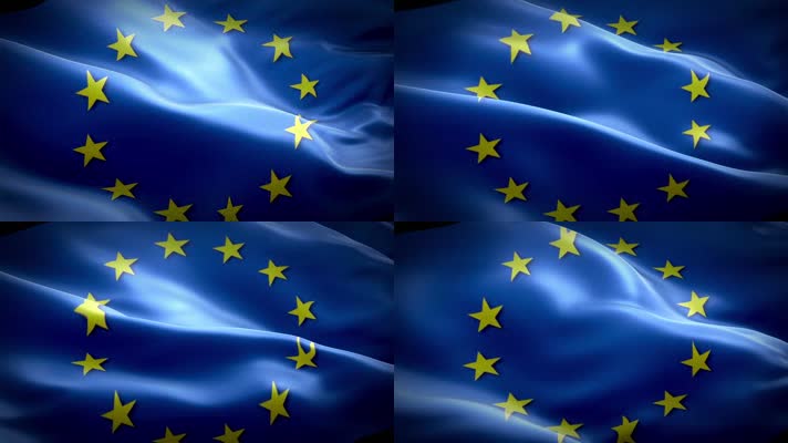 欧盟logo旗帜飘扬