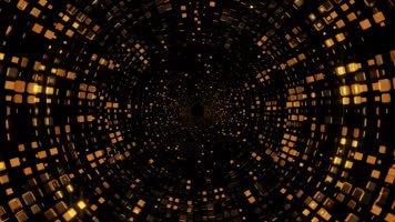 抽象金色隧道运动背景霓虹灯隧道