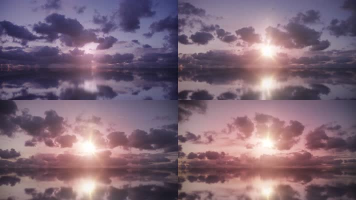 【4K】镜面反射湖水日出
