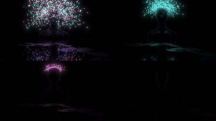 【循环】抽象粒子喷射半身人像VJ背景