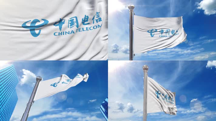 中国电信logo旗帜