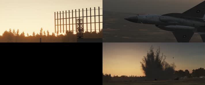 战争动画，雷达战机轰炸防空导弹