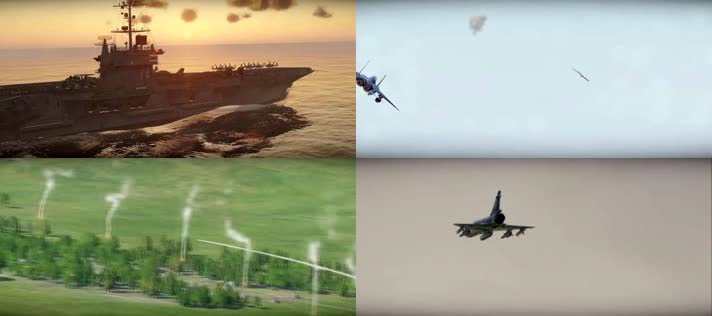 战争动画，激烈空战，击落战机