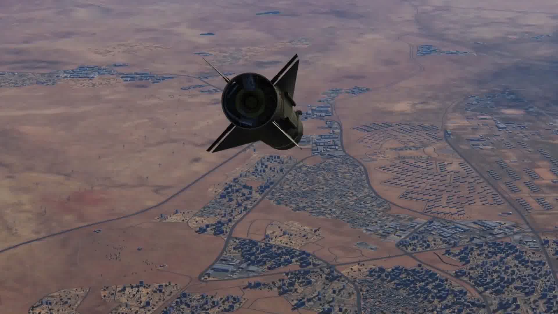 战争动画，战机导弹轰炸地面目标