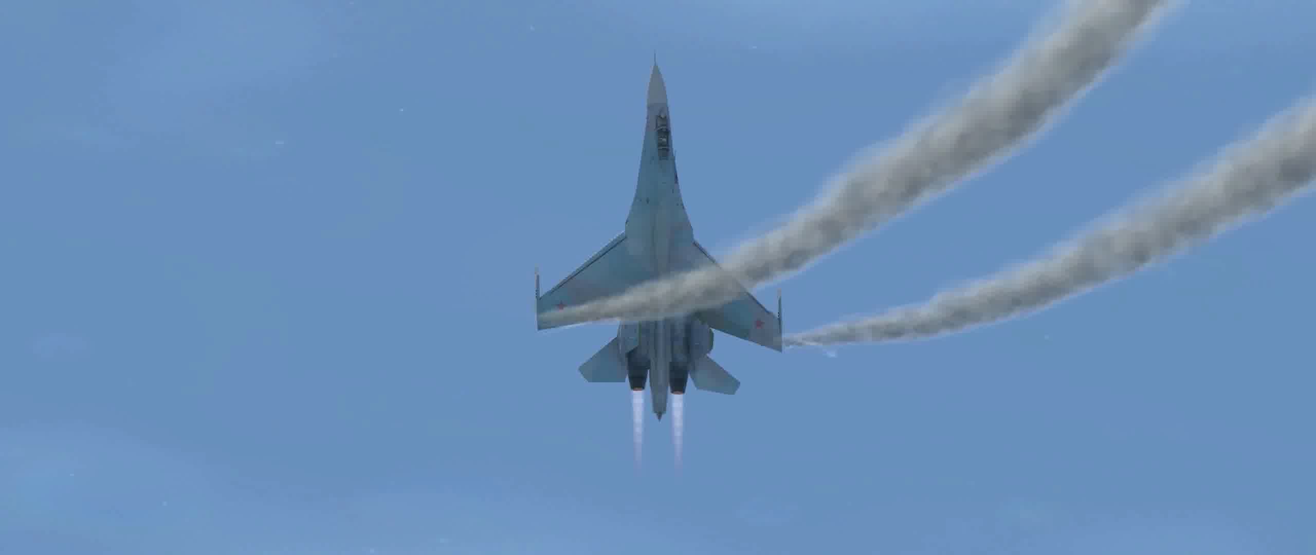 战争动画，俄罗斯战机苏27战斗机