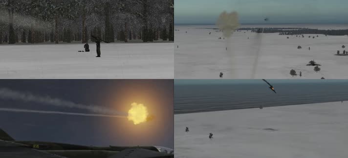 战争动画，肩射导弹击落战机