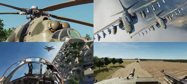 战争动画，战机坦克空战陆战战场