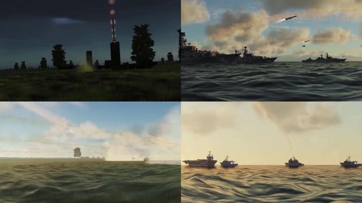 战争动画，各种发射导弹