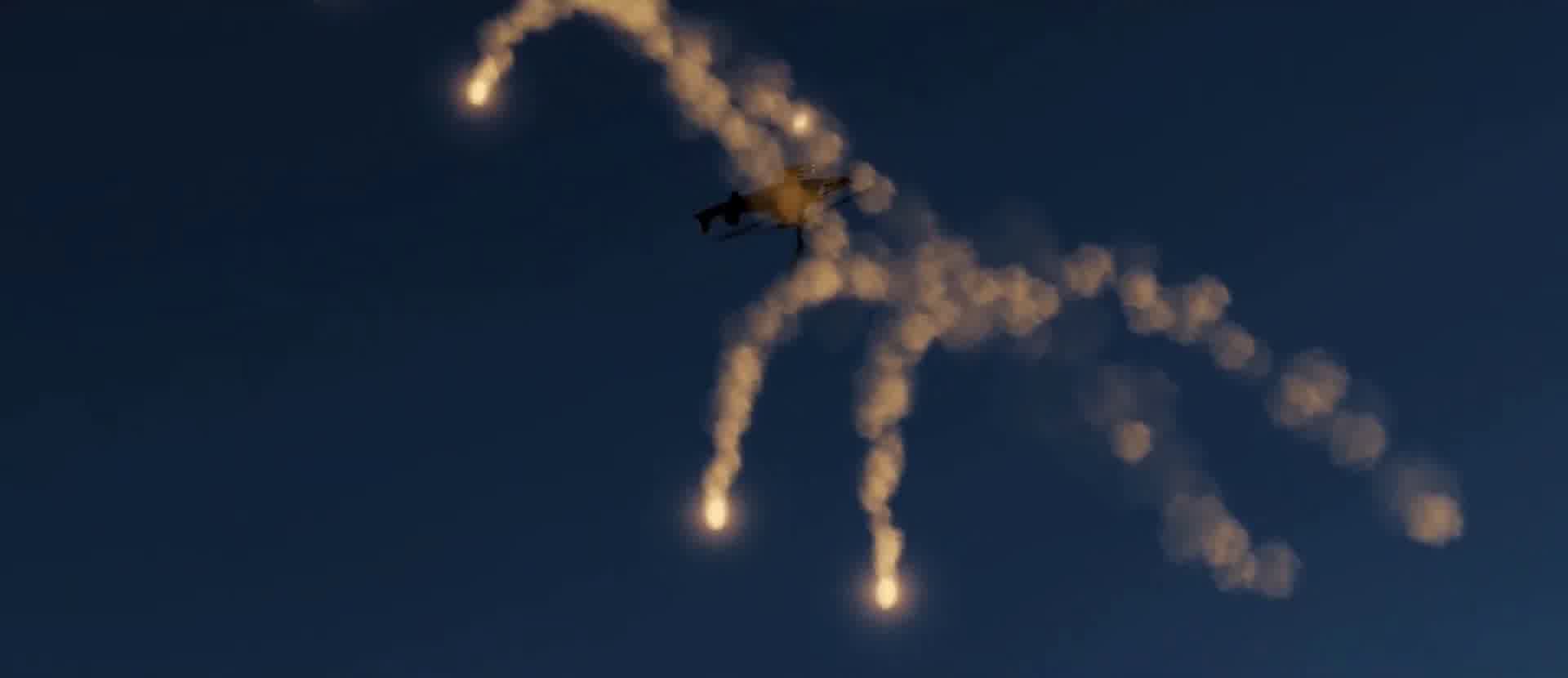 战争动画，激烈空战，战机战斗