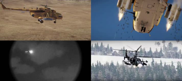 战争动画，武装直升机，战斗直升机
