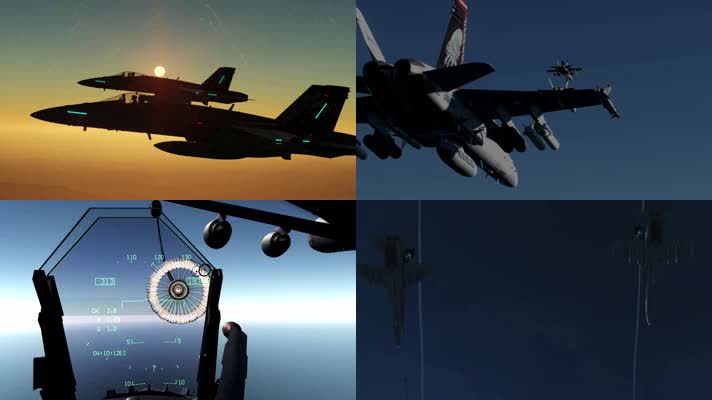 战争动画，飞行战队战机空中加油