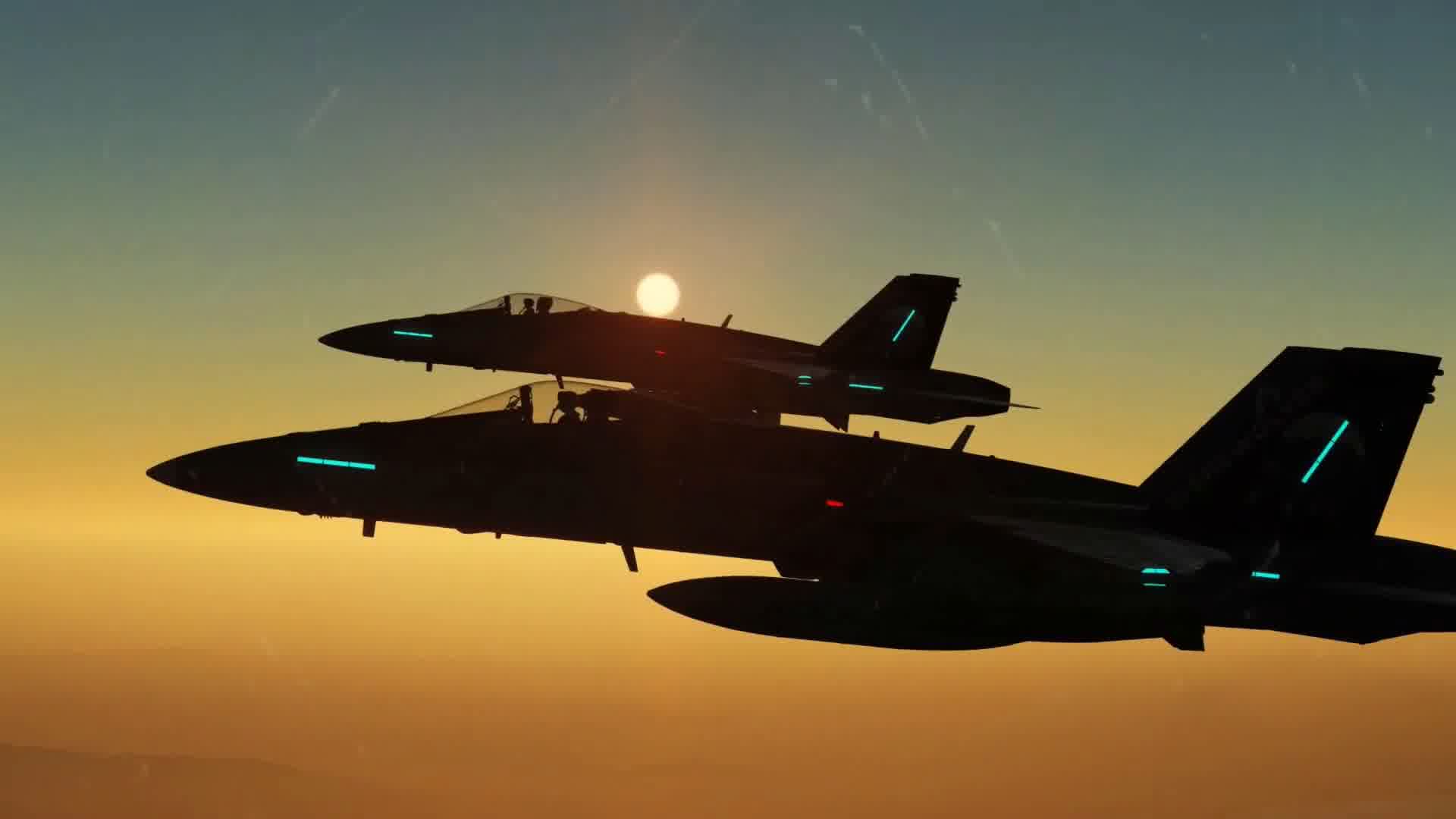 战争动画，飞行战队战机空中加油