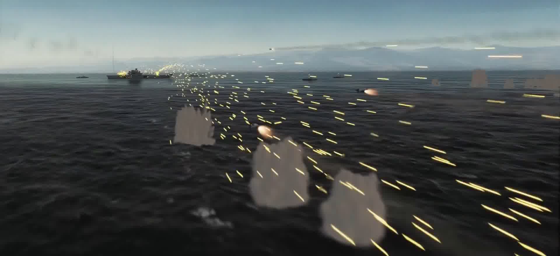 战争动画，战机偷袭军舰