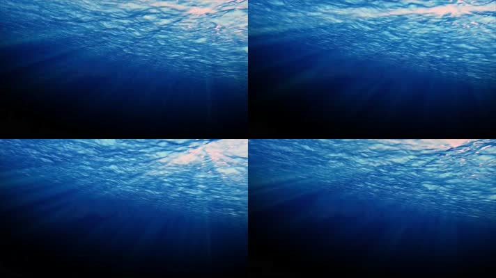 4K蓝色海洋水底光线