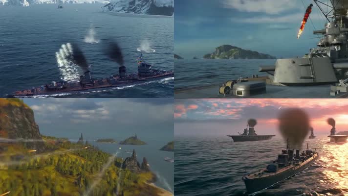战争动画，激烈海战，海军击沉