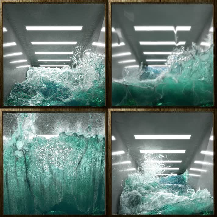 海浪冲击墙面投影
