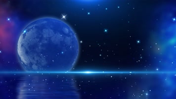 4K梦幻粒子星空大海圆月