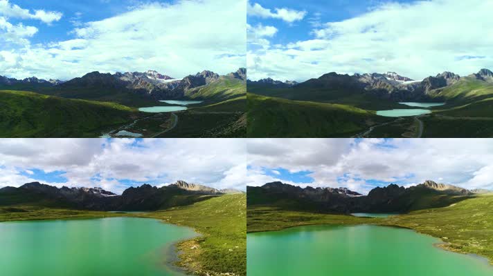 航拍姊妹湖，海子山，川藏线航拍