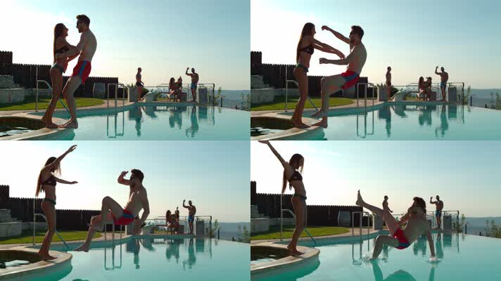夏日游泳池，年轻人玩乐狂欢派对