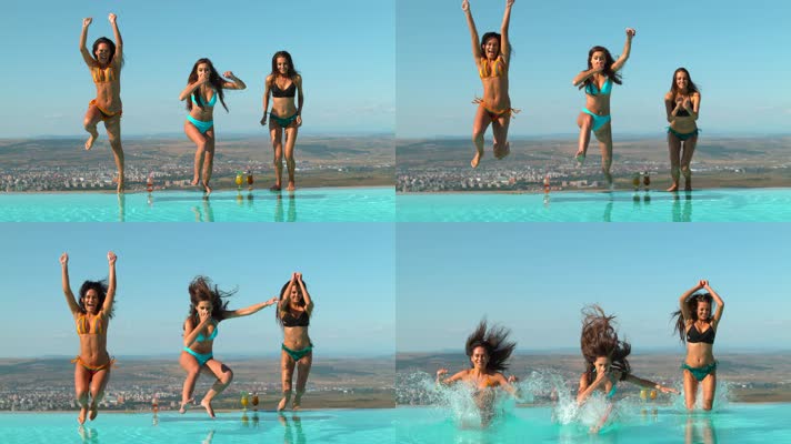 夏日游泳池，年轻人玩乐狂欢派对