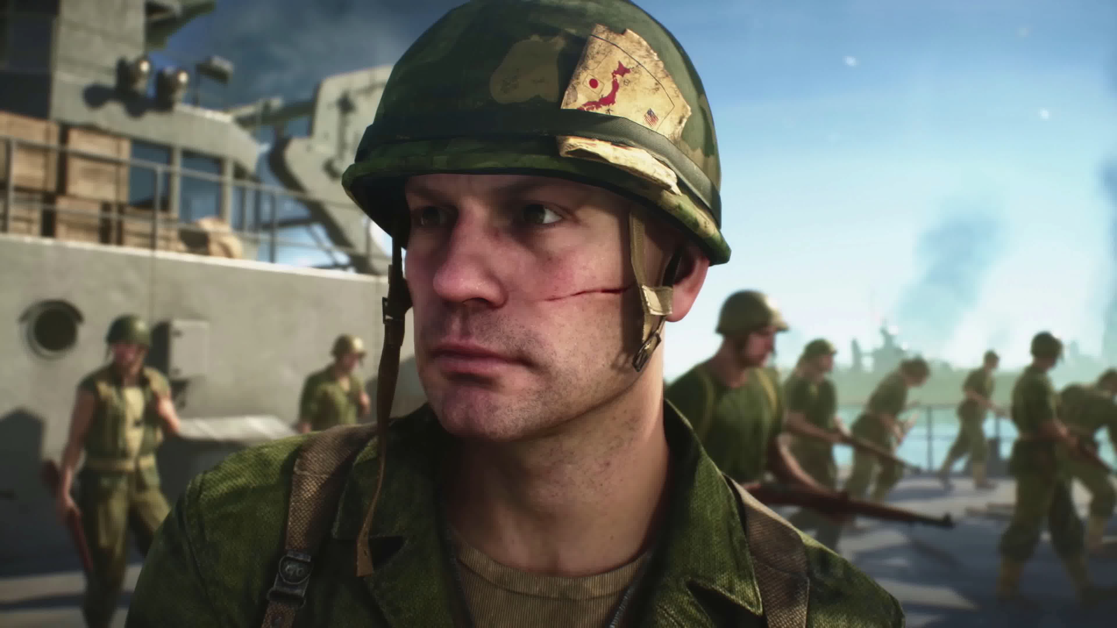 战争动画，登陆炮火，刺刀肉搏