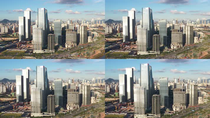 深圳前海地标桂湾金融中心推进镜头大气航拍