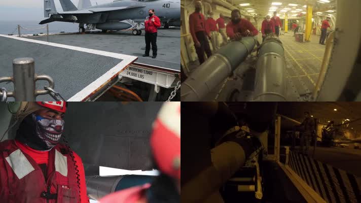 军事实拍，航母，军人安装导弹