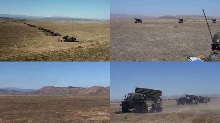 军事实拍，炮兵车火箭弹，火炮打击